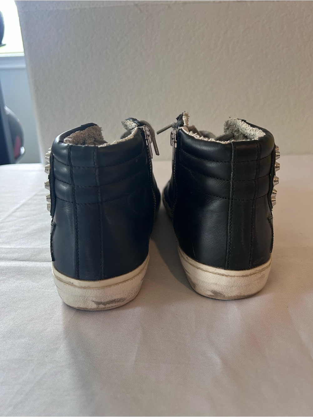 Golden Goose Black High-Top Sneakers with Silver Studs and White Laces - Picture 4 of 10
